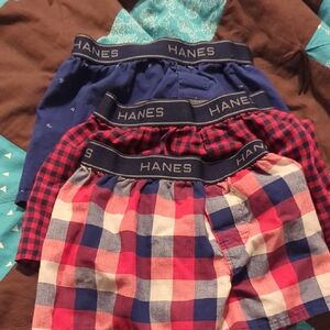 Hanes Multi-Color Plaid and Solid Boxers Trio